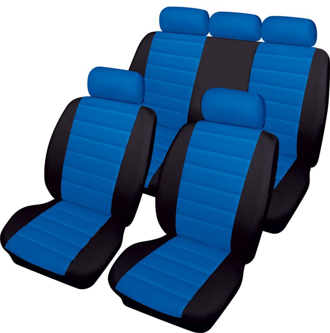 BLUE/BLACK CAR SEAT LEATHER LOOK FRONT & REAR COVERS for PEUGEOT 206CC 00-06 - Zdjęcie 1 z 1