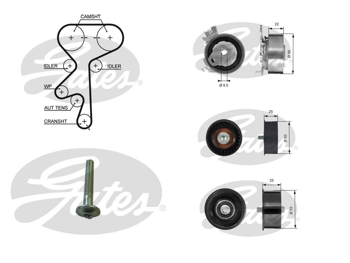 Genuine Gates Timing Belt Kit VAUXHALL Zafira 1.6 i 16V Petrol Z16XE 07