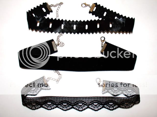 Black GOTHIC CHOKERS. Imitation Leather / Velvet / Lace NECKLACE