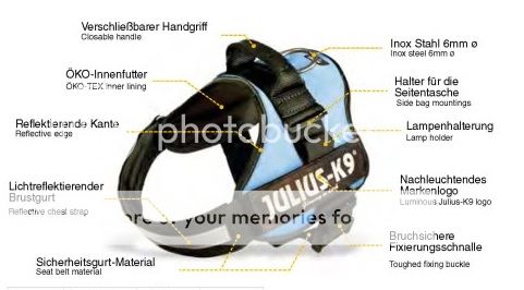 NEW JULIUS K9 ORIGINAL HARNESS BLACK SAFETY ALL SIZES AVAILABLE $25.95 