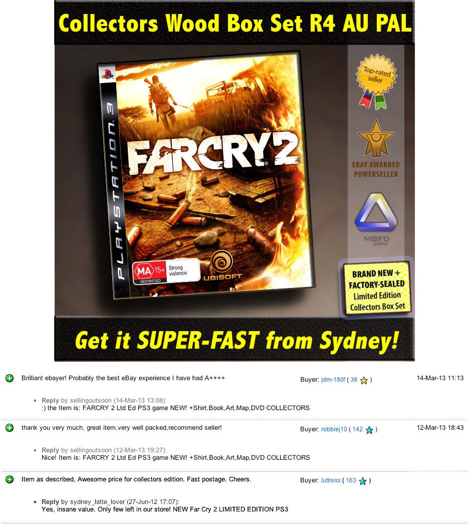FARCRY 2 Ltd Ed PS3 game NEW! +Shirt,Book,Art,Map,DVD Far Cry Collectors PS 3