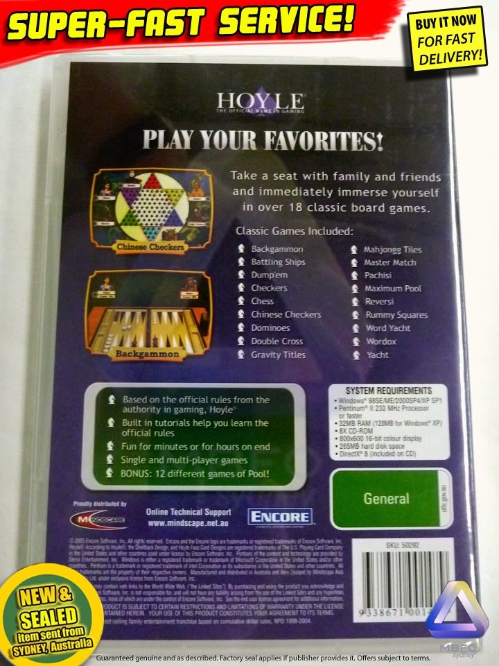 NEW Hoyle 18 board games for PC Chess Checkers Mahjong Windows computer software