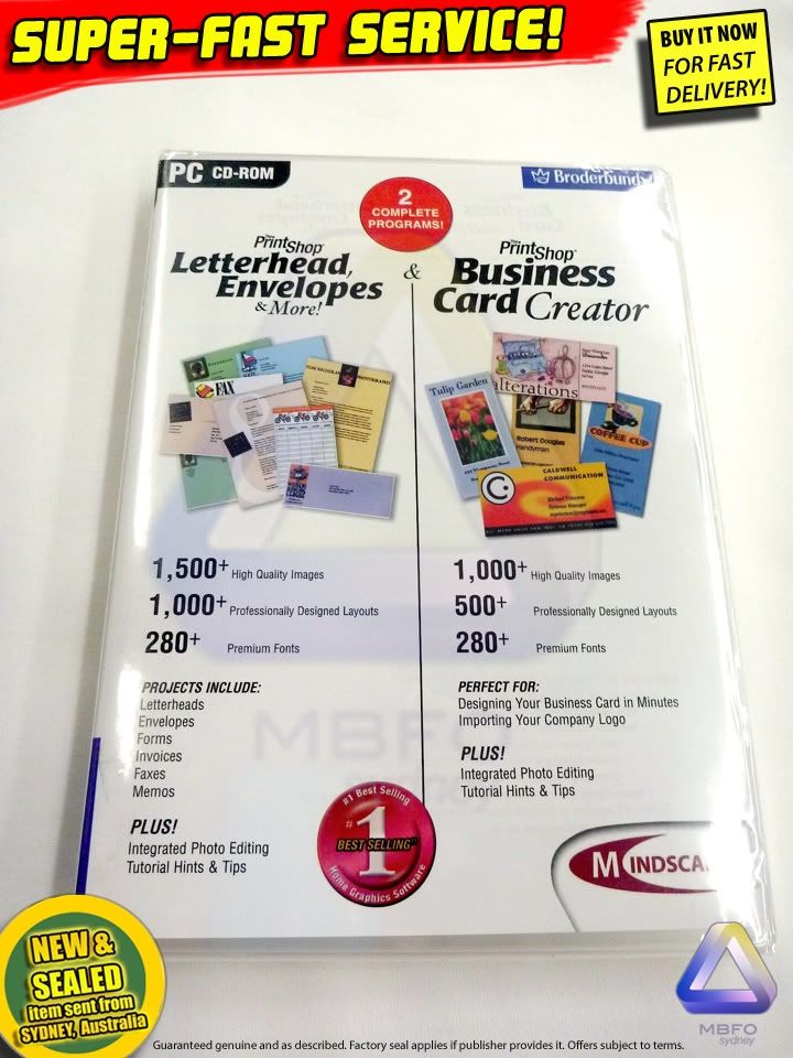 NEW Print Shop computer software for Windows PC Letterheads + MORE! laptop Photo